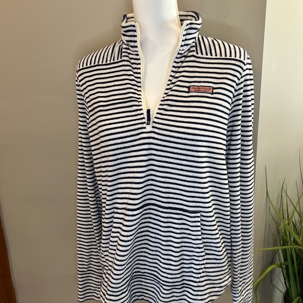 Vineyard Vines Striped Shep Shirt French Terry 1/4 Zip Pullover Women S - Picture 5 of 14